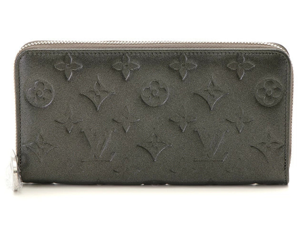 LOUIS VUITTON Long Wallet Zippy Monogram Embossed Lambskin Leather Anthracite AH
